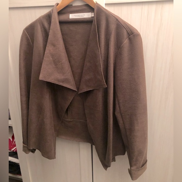 Olive soft open jacket in leather-like material size M - Picture 1 of 4